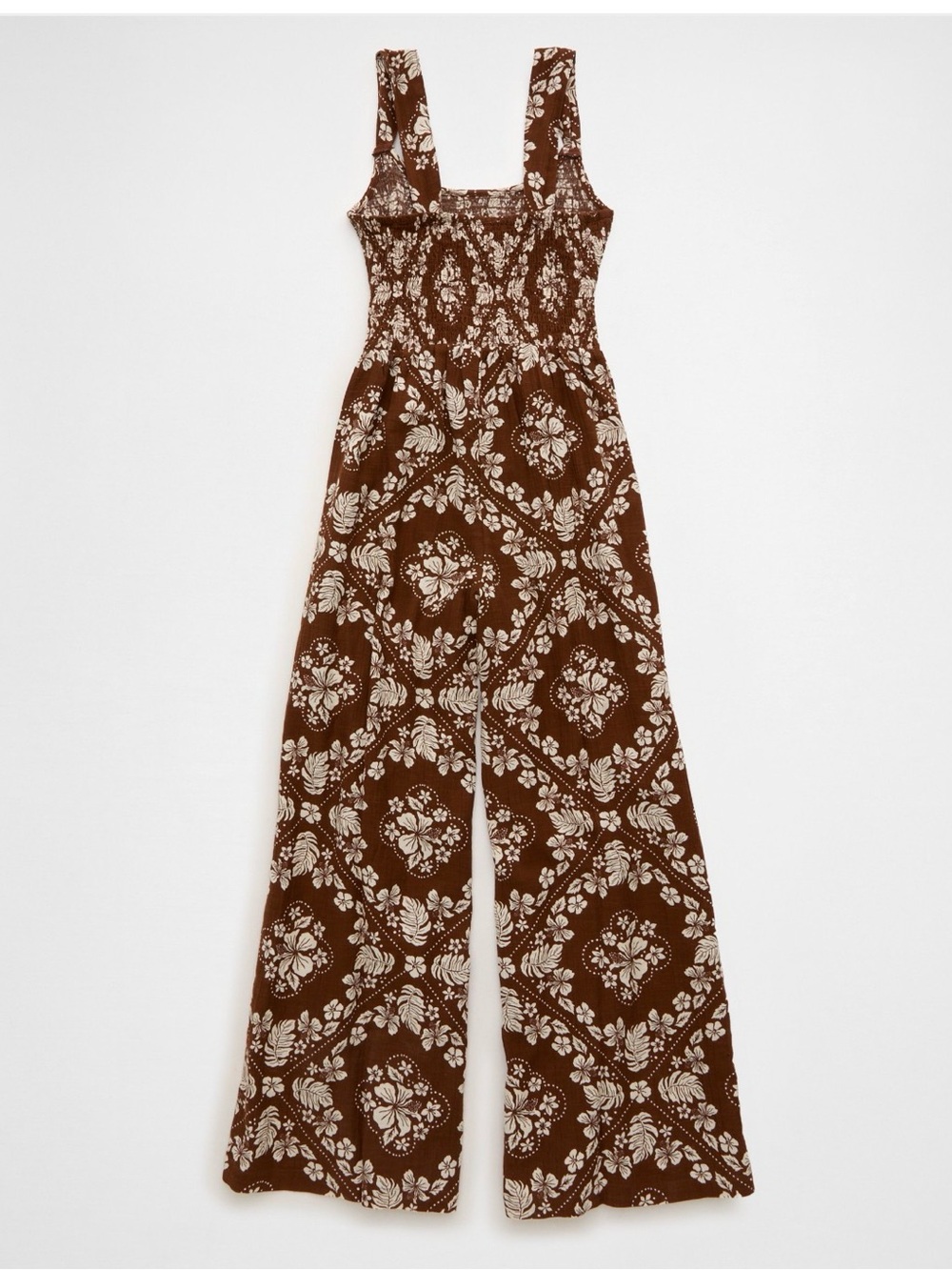 American Eagle Outfitters Brown Floral Square-Neck Wide-Leg Jumpsuit - Picture 3 of 7